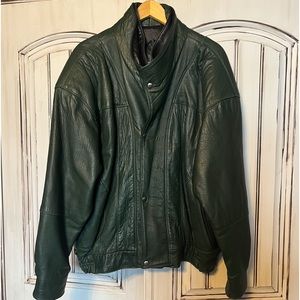 Vintage dark green leather jacket